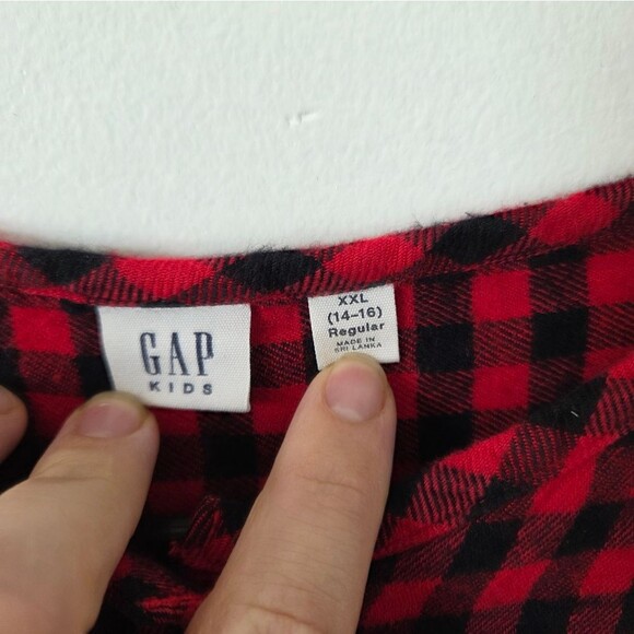 GAP Kids XXL 14-16 Girls Buffalo Plaid Blouse Top High Neck Winter Cozy Cabin - Picture 9 of 11